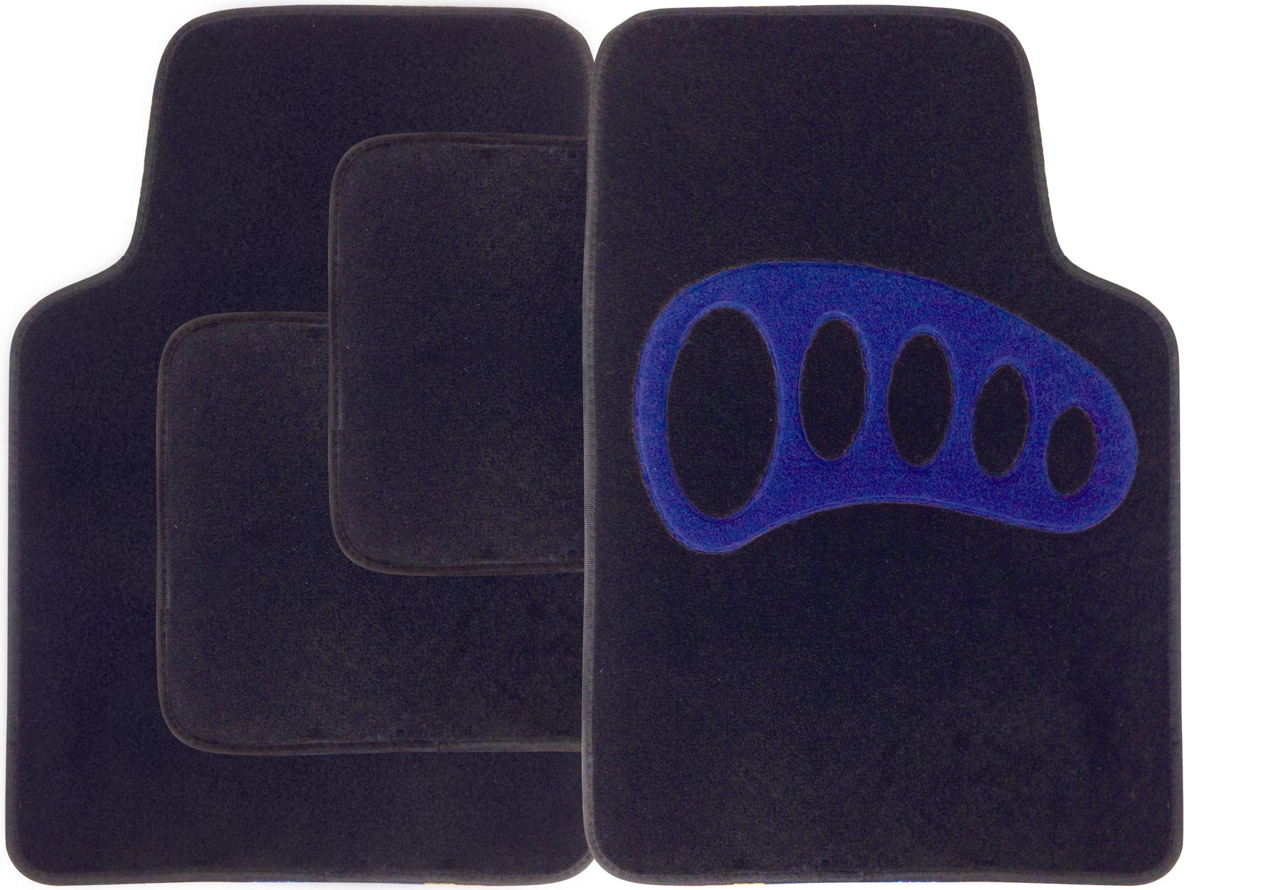 Universal Fit 4 Piece Anti Slip Black Blue Heel Blaze Velour Car Mat Set SWCM106